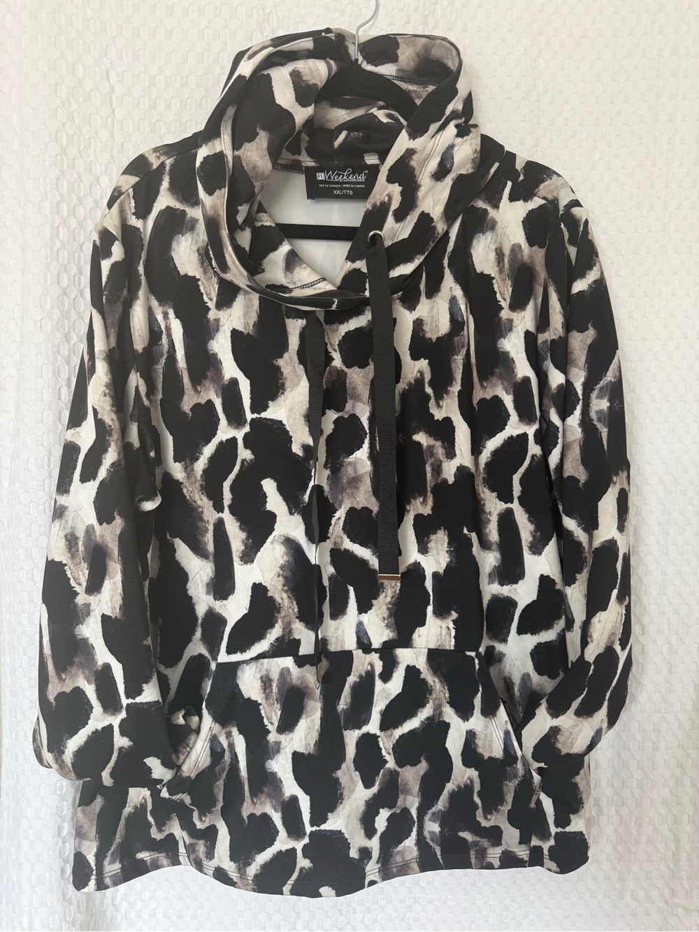 Frank Lyman Weekend XXL Abstract Animal Print Hoodie Tunic Pullover - Picture 2 of 5